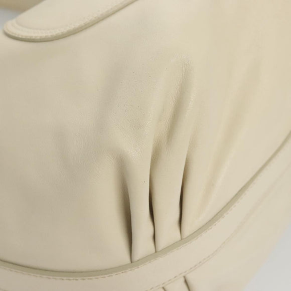 PRADA Shoulder Bag Leather White Silver Auth 120385