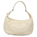 PRADA Shoulder Bag Leather White Silver Auth 120385-13
