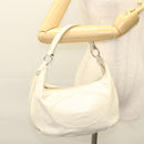 PRADA Shoulder Bag Leather White Silver Auth 120385-22