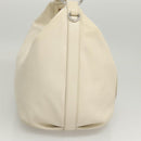 PRADA Shoulder Bag Leather White Silver Auth 120385-4