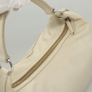PRADA Shoulder Bag Leather White Silver Auth 120385-6