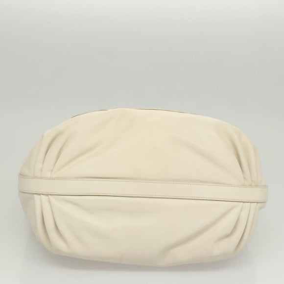 PRADA Shoulder Bag Leather White Silver Auth 120385