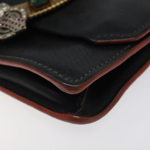 Miu Miu Shoulder Bag Leather Black Gold Auth 120386