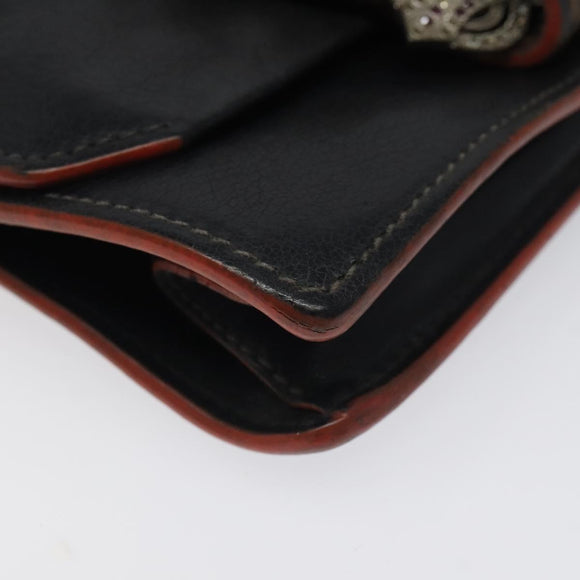 Miu Miu Shoulder Bag Leather Black Gold Auth 120386