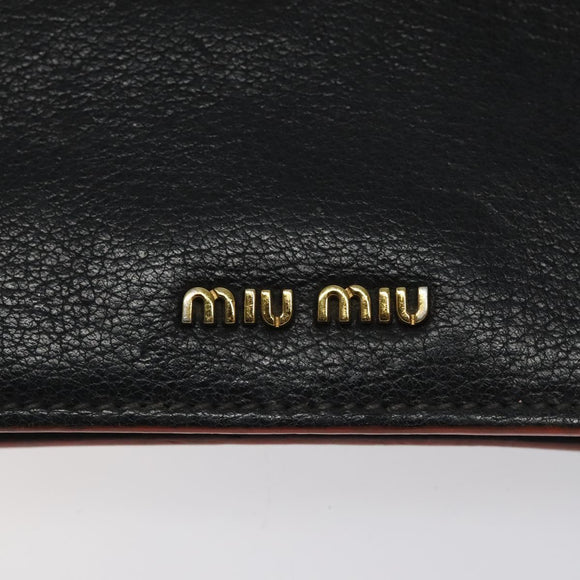 Miu Miu Shoulder Bag Leather Black Gold Auth 120386