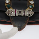 Miu Miu Shoulder Bag Leather Black Gold Auth 120386-18