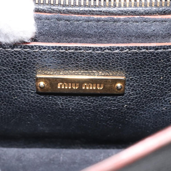 Miu Miu Shoulder Bag Leather Black Gold Auth 120386
