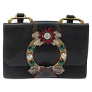 Miu Miu Shoulder Bag Leather Black Gold Auth 120386-13
