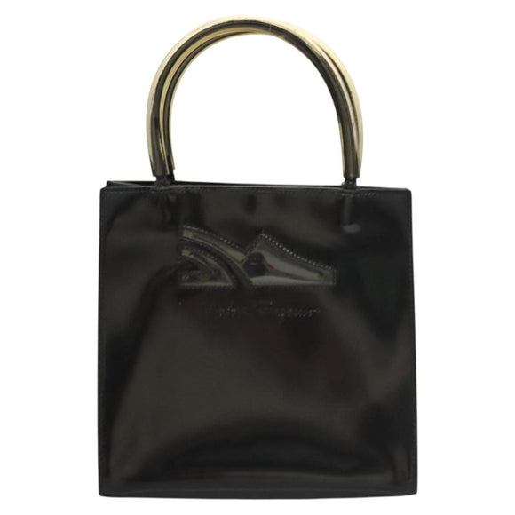 Salvatore Ferragamo Hand Bag Patent leather Black Auth 120390