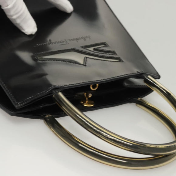 Salvatore Ferragamo Hand Bag Patent leather Black Auth 120390