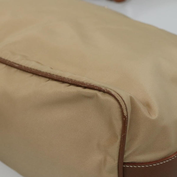PRADA Shoulder Bag Nylon Beige Silver Auth 120393