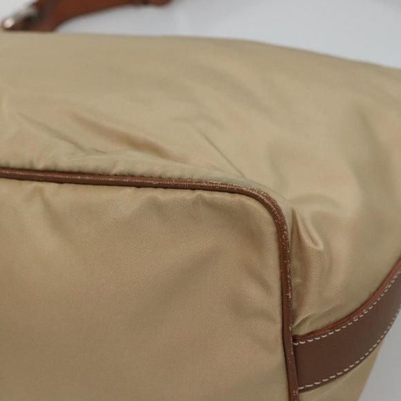 PRADA Shoulder Bag Nylon Beige Silver Auth 120393