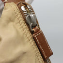 PRADA Shoulder Bag Nylon Beige Silver Auth 120393-9