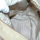PRADA Shoulder Bag Nylon Beige Silver Auth 120393-21