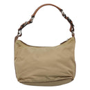 PRADA Shoulder Bag Nylon Beige Silver Auth 120393-2
