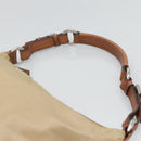 PRADA Shoulder Bag Nylon Beige Silver Auth 120393-14