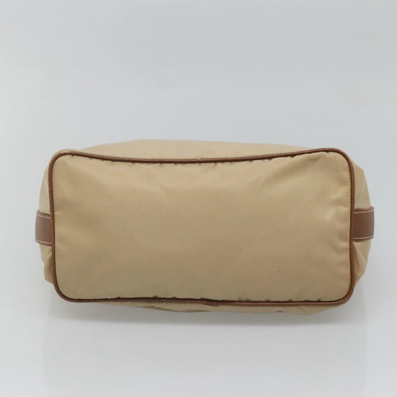 PRADA Shoulder Bag Nylon Beige Silver Auth 120393