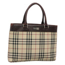 BURBERRY Nova Check Hand Bag Beige Silver Auth 120399-1