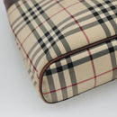 BURBERRY Nova Check Hand Bag Beige Silver Auth 120399-16