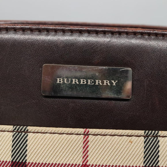 BURBERRY Nova Check Hand Bag Beige Silver Auth 120399