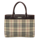 BURBERRY Nova Check Hand Bag Beige Silver Auth 120399-13