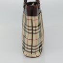 BURBERRY Nova Check Hand Bag Beige Silver Auth 120399-3