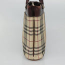 BURBERRY Nova Check Hand Bag Beige Silver Auth 120399-4