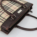 BURBERRY Nova Check Hand Bag Beige Silver Auth 120399-6