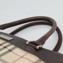 BURBERRY Nova Check Hand Bag Beige Silver Auth 120399-8
