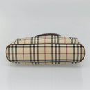 BURBERRY Nova Check Hand Bag Beige Silver Auth 120399-5