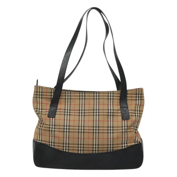 BURBERRY Nova Check Tote Bag Canvas Beige Black gold Auth 120401 - 0