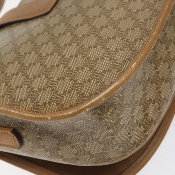 CELINE Macadam Canvas Shoulder Bag PVC Beige Gold Auth 120406
