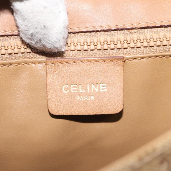 CELINE Macadam Canvas Shoulder Bag PVC Beige Gold Auth 120406