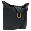 Christian Dior Trotter Canvas Shoulder Bag PVC Black Gold Auth 120408-1