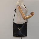 Christian Dior Trotter Canvas Shoulder Bag PVC Black Gold Auth 120408-22