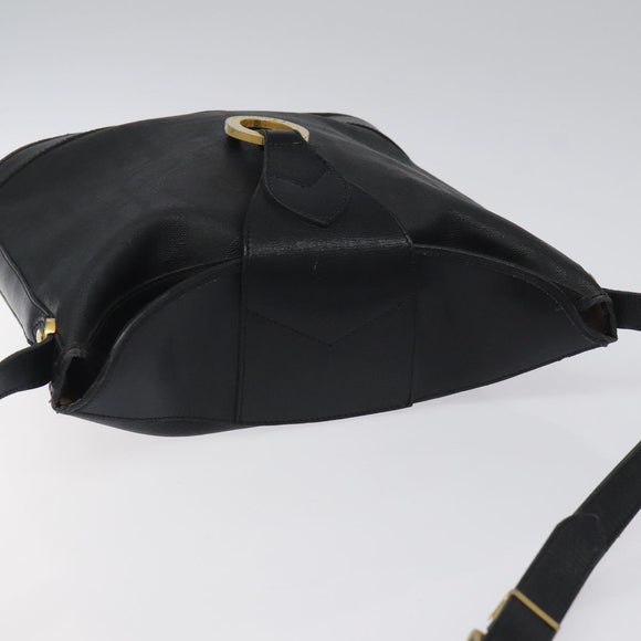 Christian Dior Trotter Canvas Shoulder Bag PVC Black Gold Auth 120408