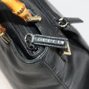 GUCCI Bamboo Hand Bag Leather 2way Black Gold 002 3754 0508 Auth 120409-9