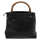 GUCCI Bamboo Hand Bag Leather 2way Black Gold 002 3754 0508 Auth 120409-2
