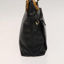 GUCCI Bamboo Hand Bag Leather 2way Black Gold 002 3754 0508 Auth 120409-4