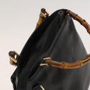 GUCCI Bamboo Hand Bag Leather 2way Black Gold 002 3754 0508 Auth 120409-6