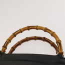 GUCCI Bamboo Hand Bag Leather 2way Black Gold 002 3754 0508 Auth 120409-14