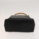 GUCCI Bamboo Hand Bag Leather 2way Black Gold 002 3754 0508 Auth 120409-5