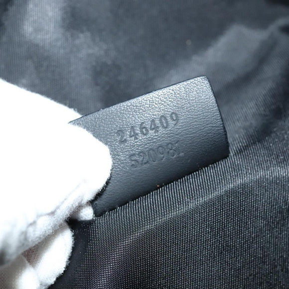 GUCCI GG Canvas Guccissima WebSherry Line Bag Leather Black Silver Auth 120410