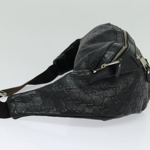 GUCCI GG Canvas Guccissima WebSherry Line Bag Leather Black Silver Auth 120410