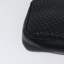 BALLY Quilted Chain Shoulder Bag Leather Navy Gold Auth 120451-15