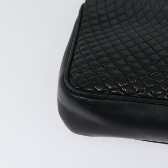 BALLY Quilted Chain Shoulder Bag Leather Navy Gold Auth 120451