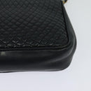 BALLY Quilted Chain Shoulder Bag Leather Navy Gold Auth 120451-16