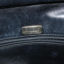 BALLY Quilted Chain Shoulder Bag Leather Navy Gold Auth 120451-17