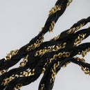 BALLY Quilted Chain Shoulder Bag Leather Navy Gold Auth 120451-8