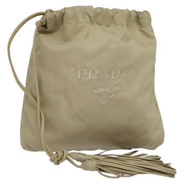 PRADA Pouch Nylon Beige Auth 120457V